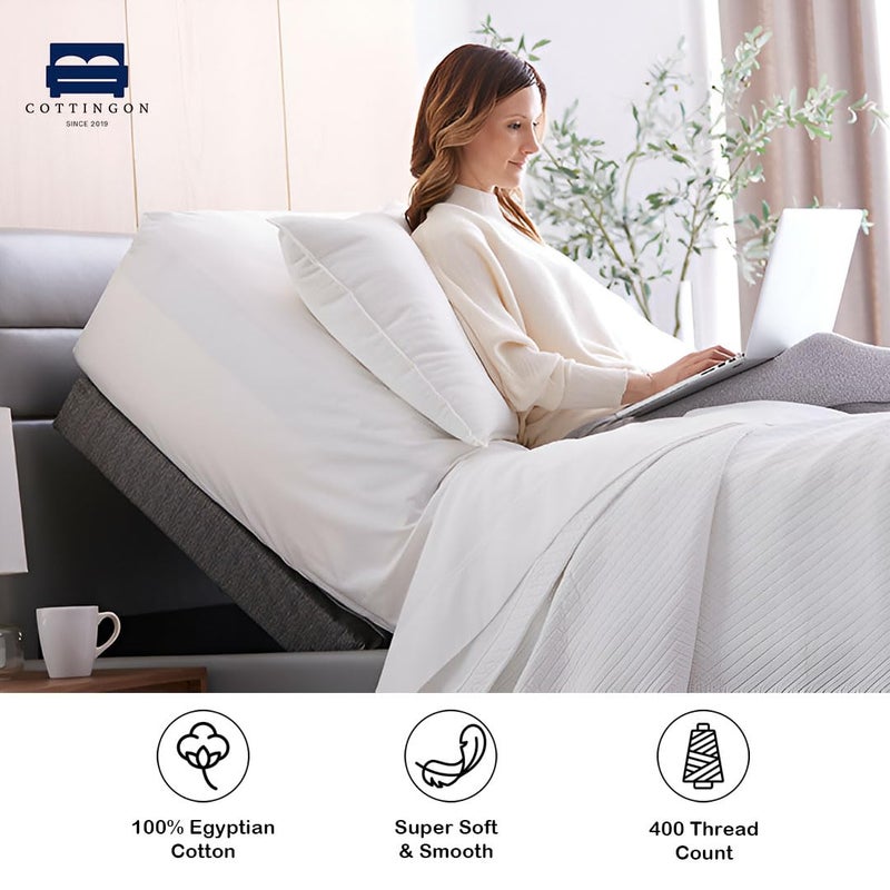 Cottingon 4 Piece Top Split King Sheets Set for Adjustable Beds, 100% Egyptian Cotton 28" Flex Head Shees for Sleep Number Bed fits 16 Inch Deep Mattress, White Solid - Image 3